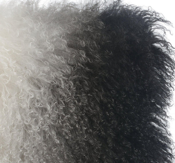 TOV Furniture Tibetan Sheepskin Throw Pillow - Luxurious, Handcrafted Accent for Cozy Home Decor and Style Black and White / 16" TOV-C5700