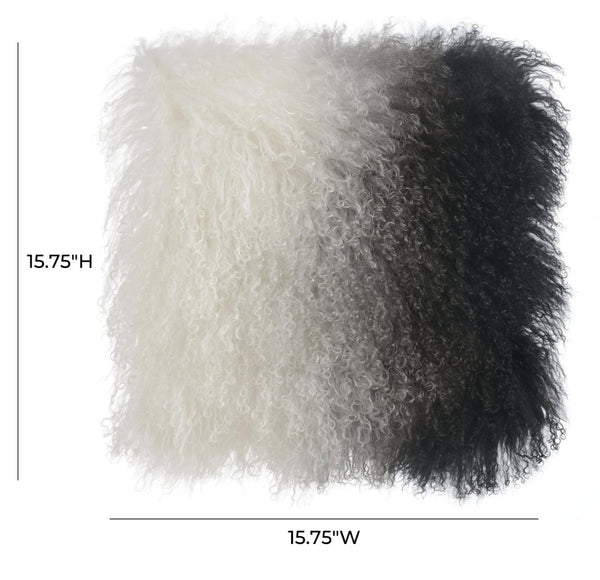 TOV Furniture Tibetan Sheepskin Throw Pillow - Luxurious, Handcrafted Accent for Cozy Home Decor and Style Black and White / 16" TOV-C5700