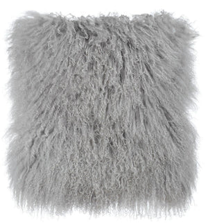 TOV Furniture Tibetan Sheepskin Throw Pillow - Luxurious, Handcrafted Accent for Cozy Home Decor and Style Grey / 16" TOV-C5702