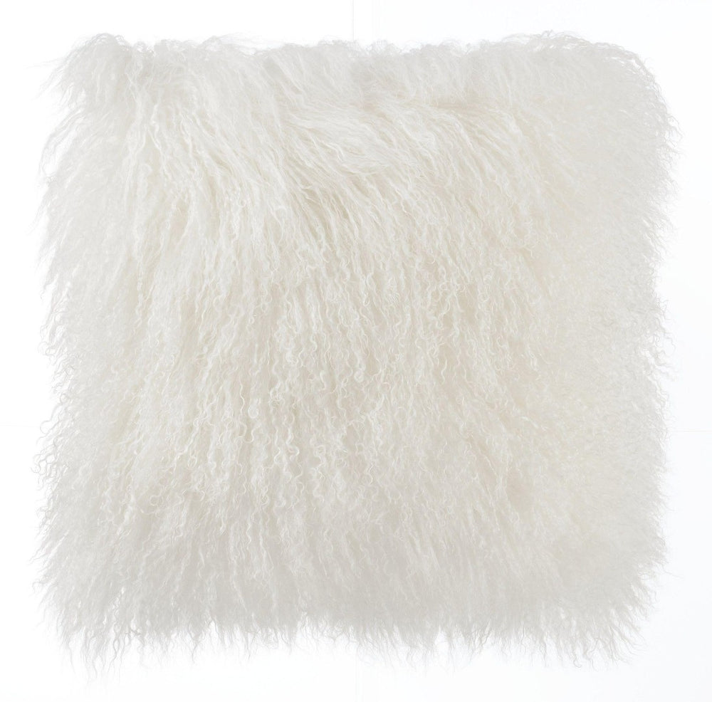 TOV Furniture Tibetan Sheepskin Throw Pillow - Luxurious, Handcrafted Accent for Cozy Home Decor and Style White / 16" TOV-C5705