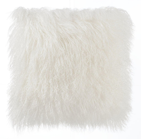 TOV Furniture Tibetan Sheepskin Throw Pillow - Luxurious, Handcrafted Accent for Cozy Home Decor and Style White / 16" TOV-C5705