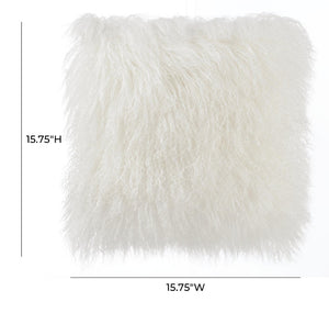 TOV Furniture Tibetan Sheepskin Throw Pillow - Luxurious, Handcrafted Accent for Cozy Home Decor and Style White / 16" TOV-C5705