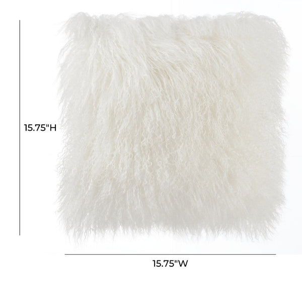 TOV Furniture Tibetan Sheepskin Throw Pillow - Luxurious, Handcrafted Accent for Cozy Home Decor and Style White / 16" TOV-C5705