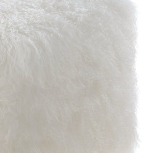TOV Furniture Tibetan Sheep Pouf – Luxurious Handcrafted Accent for Cozy Interiors, Versatile Seating & Style White TOV-C5709