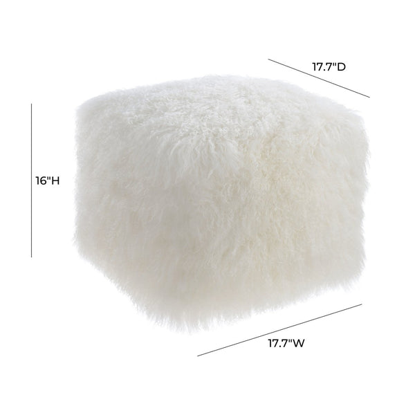 TOV Furniture Tibetan Sheep Pouf – Luxurious Handcrafted Accent for Cozy Interiors, Versatile Seating & Style White TOV-C5709