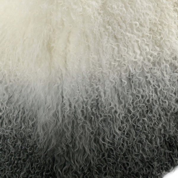 TOV Furniture Tibetan Sheep Pouf – Luxurious Handcrafted Accent for Cozy Interiors, Versatile Seating & Style White/Grey TOV-C5713