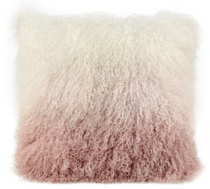 TOV Furniture Tibetan Sheepskin Throw Pillow - Luxurious, Handcrafted Accent for Cozy Home Decor and Style Blush &amp; White / 16" TOV-C5714