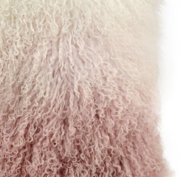 TOV Furniture Tibetan Sheepskin Throw Pillow - Luxurious, Handcrafted Accent for Cozy Home Decor and Style Blush &amp; White / 16" TOV-C5714