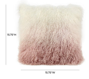 TOV Furniture Tibetan Sheepskin Throw Pillow - Luxurious, Handcrafted Accent for Cozy Home Decor and Style Blush &amp; White / 16" TOV-C5714
