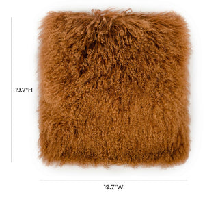 TOV Furniture Tibetan Sheepskin Throw Pillow - Luxurious, Handcrafted Accent for Cozy Home Decor and Style Copper / 20" TOV-C5718