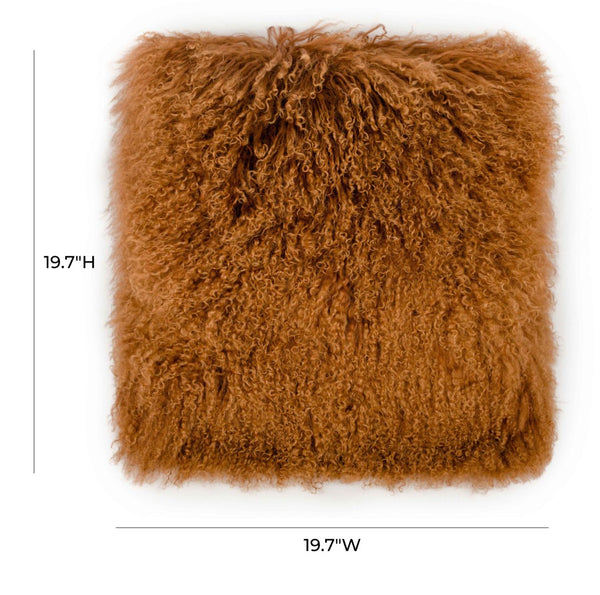 TOV Furniture Tibetan Sheepskin Throw Pillow - Luxurious, Handcrafted Accent for Cozy Home Decor and Style Copper / 20" TOV-C5718