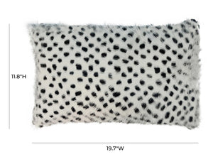 TOV Furniture Genuine Goatskin Throw Pillow - Luxe Black-Speckled Design for Elegant Home Decor & Comfort 20" x 12" TOV-C5723
