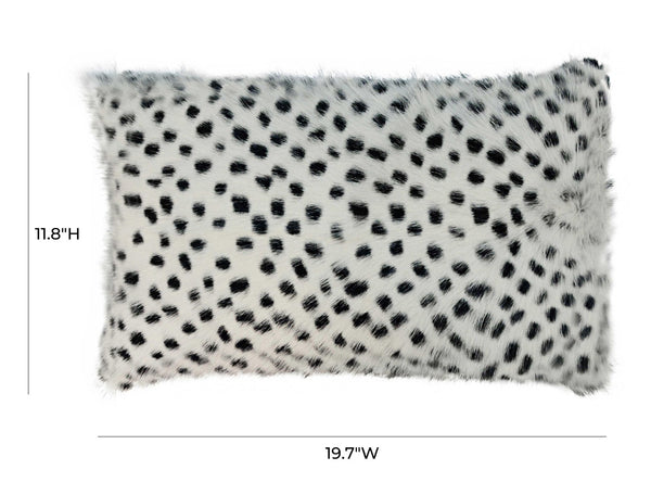 TOV Furniture Genuine Goatskin Throw Pillow - Luxe Black-Speckled Design for Elegant Home Decor & Comfort 20" x 12" TOV-C5723
