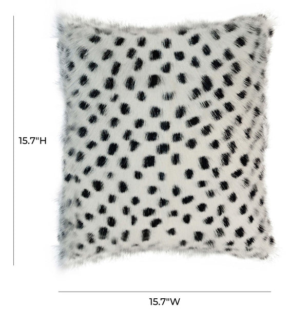 TOV Furniture Genuine Goatskin Throw Pillow - Luxe Black-Speckled Design for Elegant Home Decor & Comfort 16" TOV-C5724