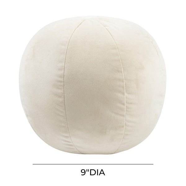TOV Furniture Boba Velvet Ball Throw Pillow - Luxurious Round Accent for Sofas, Beds, and Reading Nooks, Cream TOV-C68170