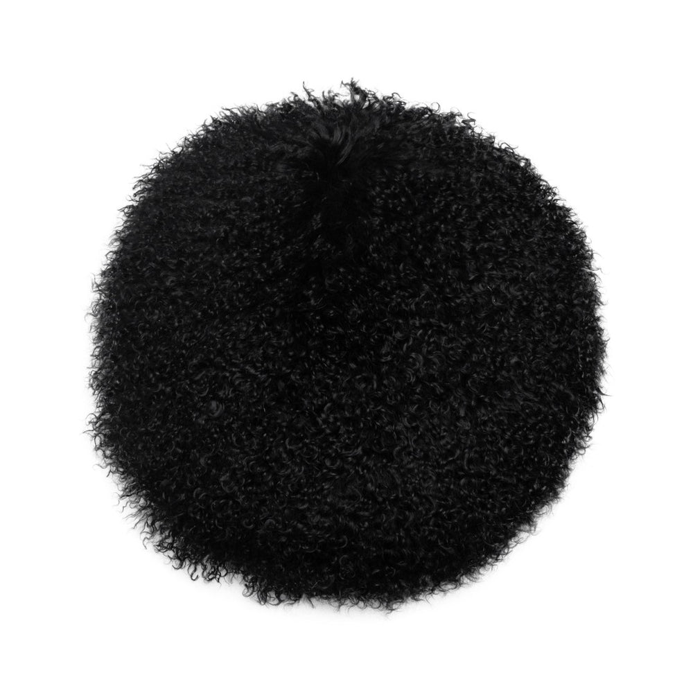 TOV Furniture New Zealand 16" Sheepskin Round Throw Pillow - Luxurious Comfort for Modern and Rustic Interiors Black TOV-C68254