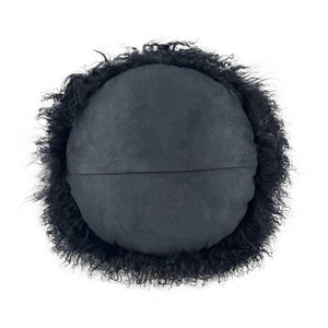 TOV Furniture New Zealand 16" Sheepskin Round Throw Pillow - Luxurious Comfort for Modern and Rustic Interiors Black TOV-C68254