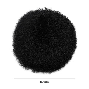 TOV Furniture New Zealand 16" Sheepskin Round Throw Pillow - Luxurious Comfort for Modern and Rustic Interiors Black TOV-C68254