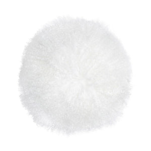 TOV Furniture New Zealand 16" Sheepskin Round Throw Pillow - Luxurious Comfort for Modern and Rustic Interiors White TOV-C68255