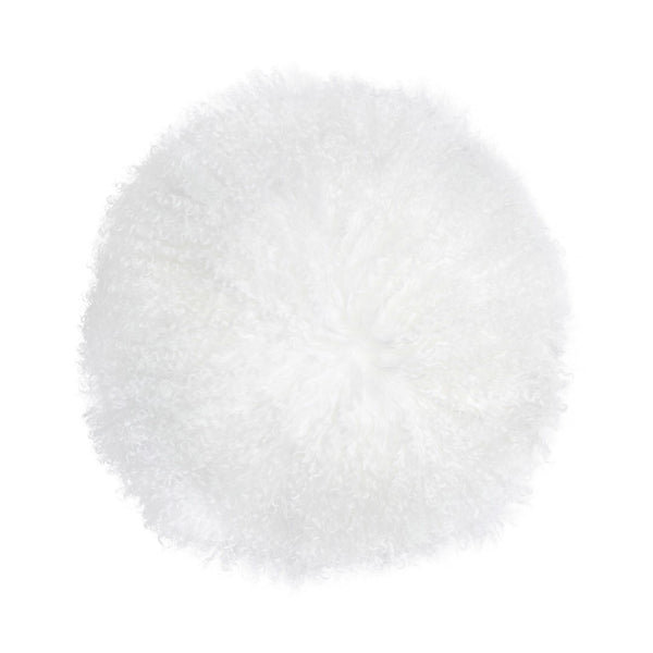 TOV Furniture New Zealand 16" Sheepskin Round Throw Pillow - Luxurious Comfort for Modern and Rustic Interiors White TOV-C68255
