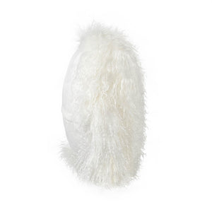TOV Furniture New Zealand 16" Sheepskin Round Throw Pillow - Luxurious Comfort for Modern and Rustic Interiors White TOV-C68255