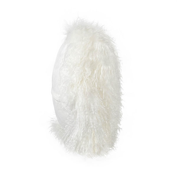 TOV Furniture New Zealand 16" Sheepskin Round Throw Pillow - Luxurious Comfort for Modern and Rustic Interiors White TOV-C68255