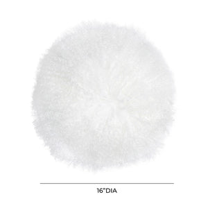 TOV Furniture New Zealand 16" Sheepskin Round Throw Pillow - Luxurious Comfort for Modern and Rustic Interiors White TOV-C68255
