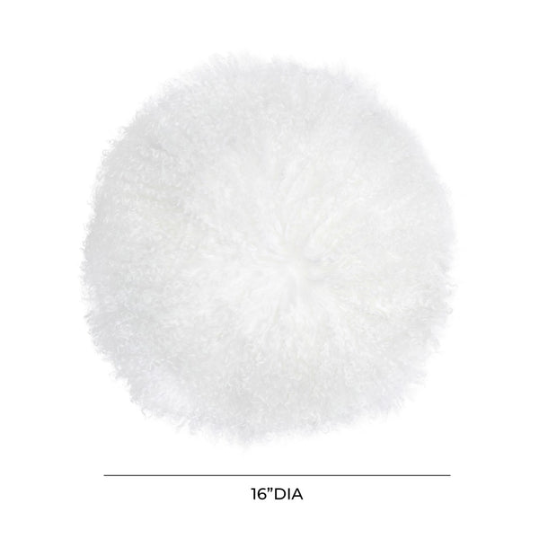 TOV Furniture New Zealand 16" Sheepskin Round Throw Pillow - Luxurious Comfort for Modern and Rustic Interiors White TOV-C68255