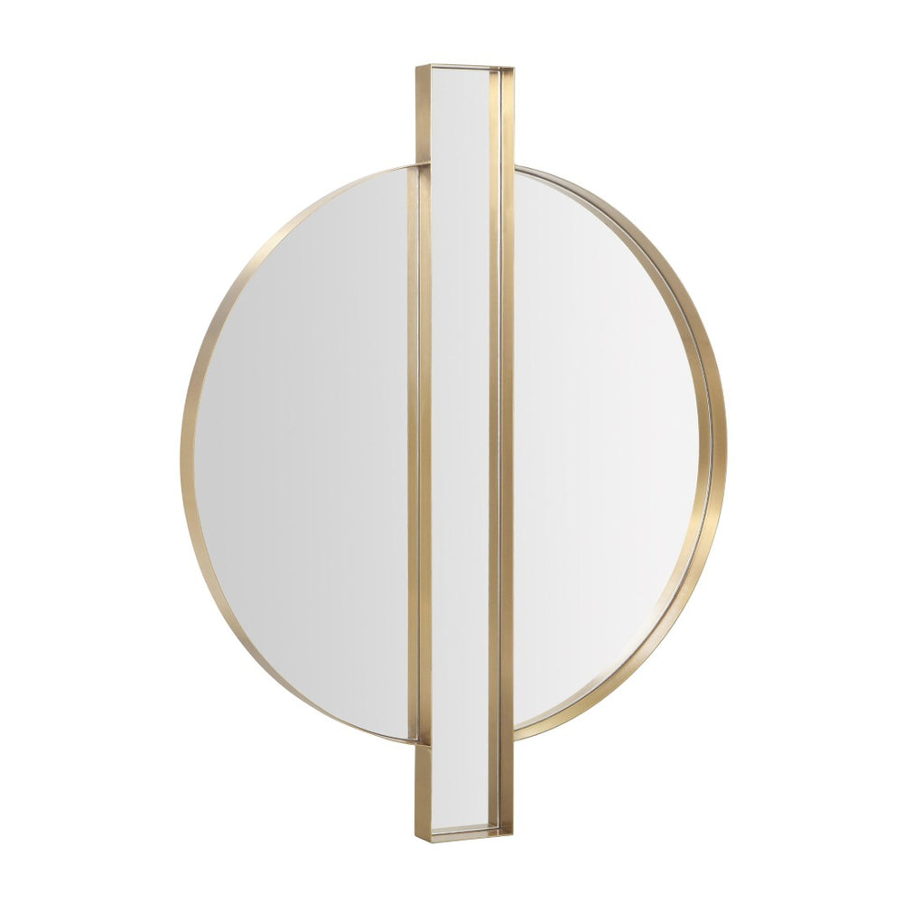 TOV Furniture Carri 30"x39" Art Deco Gold Round Wall Mirror – Vintage Glamour for Entryways & Living Rooms TOV-C68606