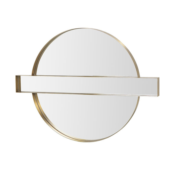 TOV Furniture Carri 30"x39" Art Deco Gold Round Wall Mirror – Vintage Glamour for Entryways & Living Rooms TOV-C68606