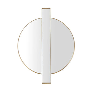 TOV Furniture Carri 30"x39" Art Deco Gold Round Wall Mirror – Vintage Glamour for Entryways & Living Rooms TOV-C68606