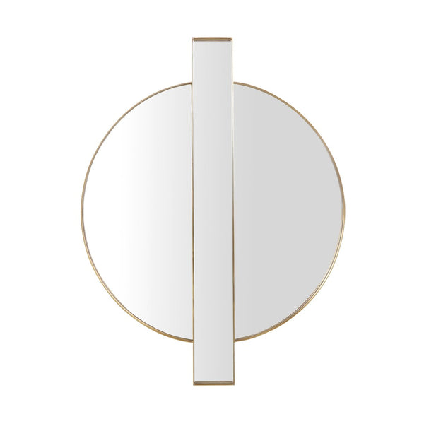 TOV Furniture Carri 30"x39" Art Deco Gold Round Wall Mirror – Vintage Glamour for Entryways & Living Rooms TOV-C68606