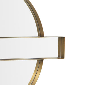 TOV Furniture Carri 30"x39" Art Deco Gold Round Wall Mirror – Vintage Glamour for Entryways & Living Rooms TOV-C68606