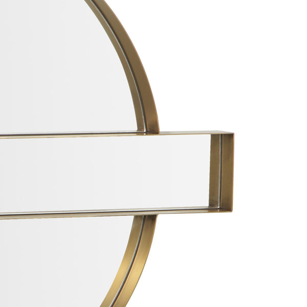 TOV Furniture Carri 30"x39" Art Deco Gold Round Wall Mirror – Vintage Glamour for Entryways & Living Rooms TOV-C68606