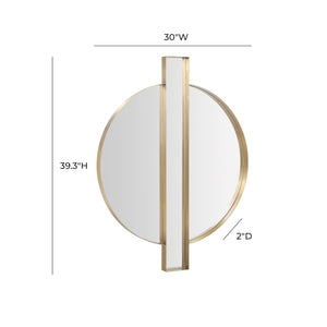 TOV Furniture Carri 30"x39" Art Deco Gold Round Wall Mirror – Vintage Glamour for Entryways & Living Rooms TOV-C68606