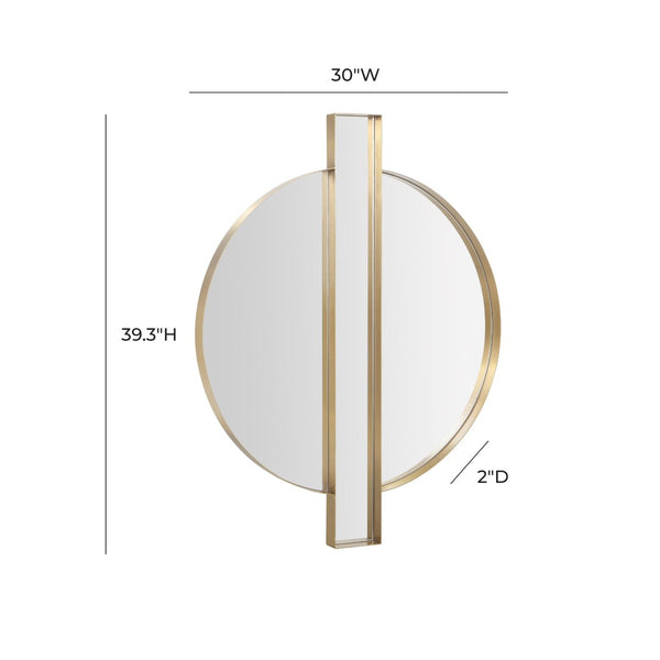 TOV Furniture Carri 30"x39" Art Deco Gold Round Wall Mirror – Vintage Glamour for Entryways & Living Rooms TOV-C68606