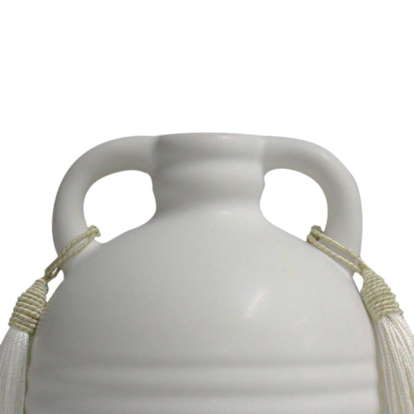 TOV Furniture Adonis Ceramic Vase - Handmade Decorative Centerpiece with Elegant Tassels for Timeless Appeal White TOV-C68607