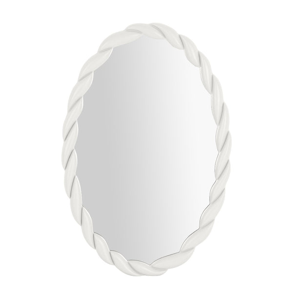 TOV Furniture Agnes Elegant Oval Wall Mirror with Matte Rope Frame - Stylish Home Décor for Any Room Cream TOV-C68812