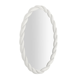 TOV Furniture Agnes Elegant Oval Wall Mirror with Matte Rope Frame - Stylish Home Décor for Any Room Cream TOV-C68812