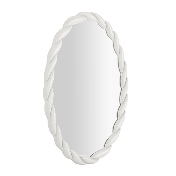 TOV Furniture Agnes Elegant Oval Wall Mirror with Matte Rope Frame - Stylish Home Décor for Any Room Cream TOV-C68812