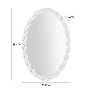 TOV Furniture Agnes Elegant Oval Wall Mirror with Matte Rope Frame - Stylish Home Décor for Any Room Cream TOV-C68812