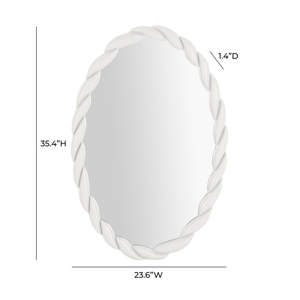 TOV Furniture Agnes Elegant Oval Wall Mirror with Matte Rope Frame - Stylish Home Décor for Any Room Cream TOV-C68812