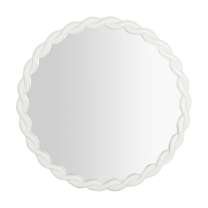 TOV Furniture Agnes Playful 31.7" Round Wall Mirror with Handcrafted Rope Trim - Elegant Focal Point for Any Room Cream TOV-C68813