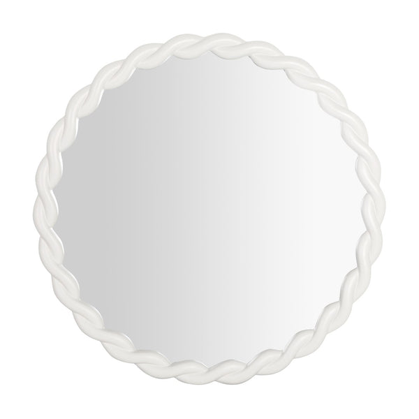 TOV Furniture Agnes Playful 31.7" Round Wall Mirror with Handcrafted Rope Trim - Elegant Focal Point for Any Room Cream TOV-C68813