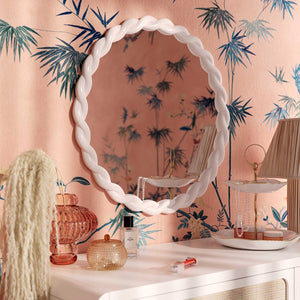 TOV Furniture Agnes Playful 31.7" Round Wall Mirror with Handcrafted Rope Trim - Elegant Focal Point for Any Room Cream TOV-C68813