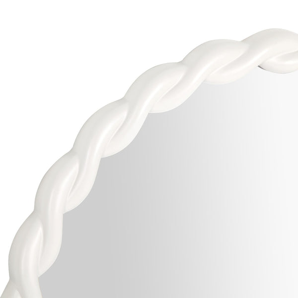 TOV Furniture Agnes Playful 31.7" Round Wall Mirror with Handcrafted Rope Trim - Elegant Focal Point for Any Room Cream TOV-C68813