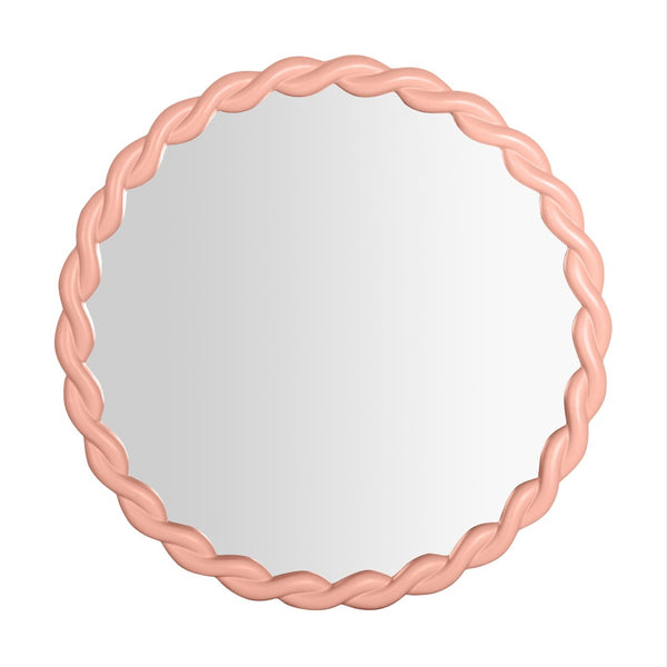 TOV Furniture Agnes Playful 31.7" Round Wall Mirror with Handcrafted Rope Trim - Elegant Focal Point for Any Room Mauve TOV-C68815