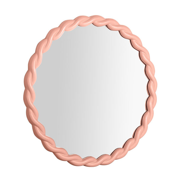 TOV Furniture Agnes Playful 31.7" Round Wall Mirror with Handcrafted Rope Trim - Elegant Focal Point for Any Room Mauve TOV-C68815