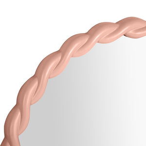 TOV Furniture Agnes Playful 31.7" Round Wall Mirror with Handcrafted Rope Trim - Elegant Focal Point for Any Room Mauve TOV-C68815