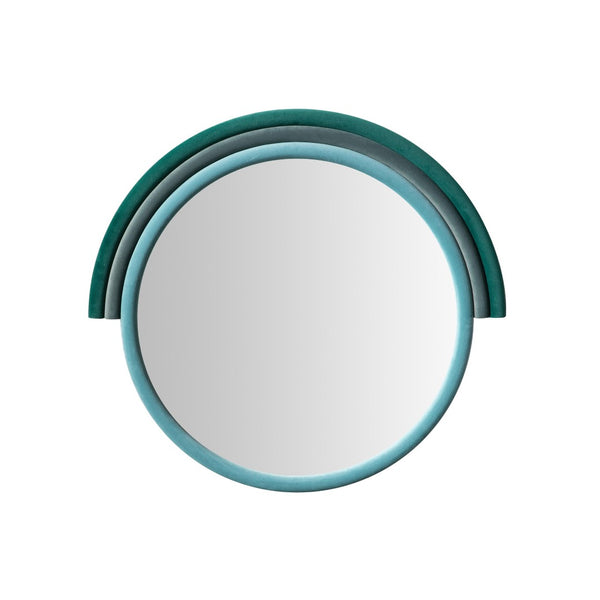 TOV Furniture Lally Velvet Round Wall Mirror - Handmade Luxe Design for Bedrooms, Entryways, and Living Rooms Aqua TOV-C68834